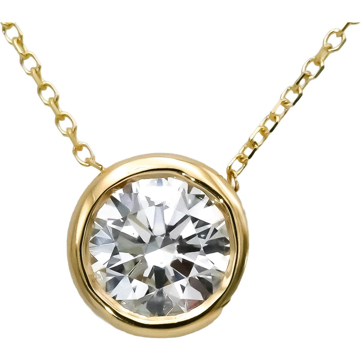 14k Yellow Gold VS Round Lab-Grown Diamond Solitaire Pendant Necklace 1.08CT