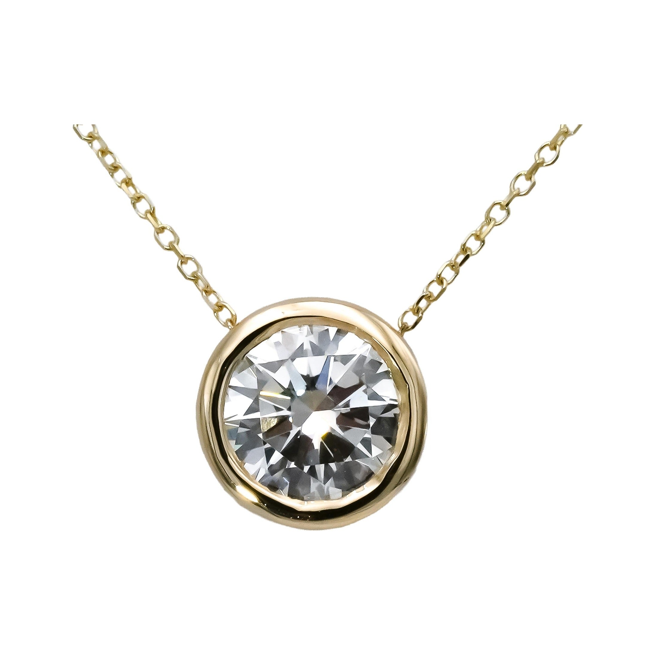 14k Yellow Gold VS Round Lab-Grown Diamond Solitaire Pendant Necklace 1.57CT