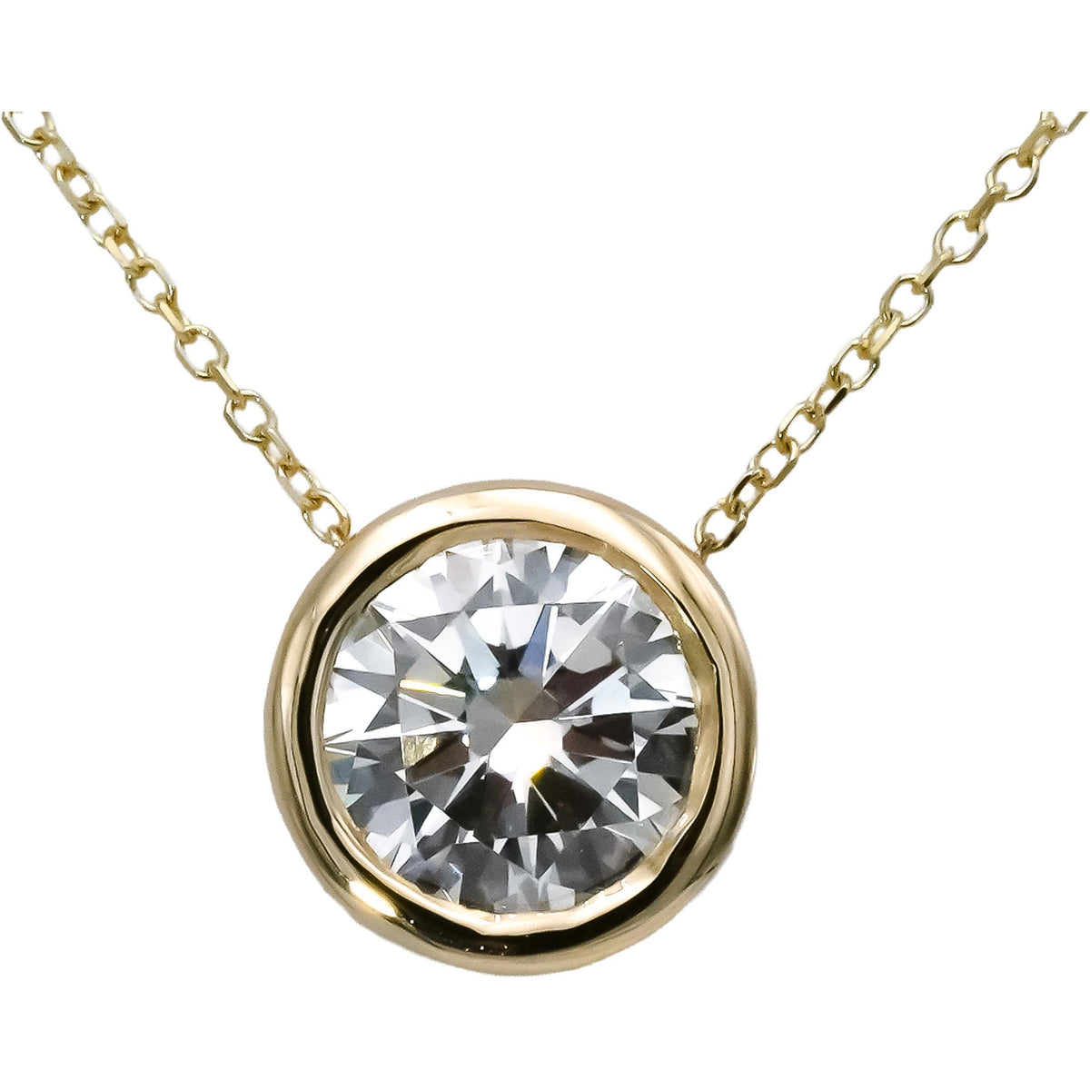 14k Yellow Gold VS Round Lab-Grown Diamond Solitaire Pendant Necklace 1.57CT