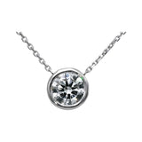 14k White Gold VS Round Lab-Grown Diamond Solitaire Pendant Necklace 1.08CT