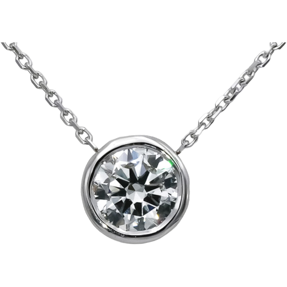 14k White Gold VS Round Lab-Grown Diamond Solitaire Pendant Necklace 1.08CT