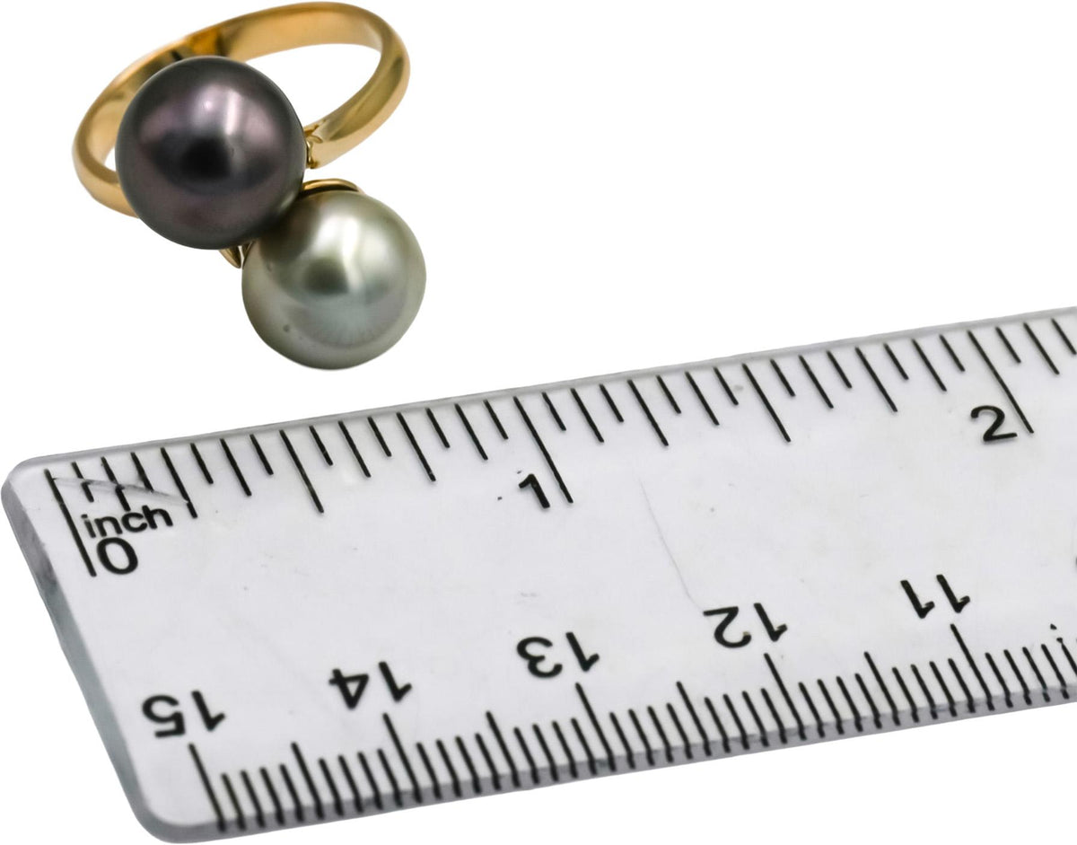 18k Yellow Gold 10mm Pearl Cocktail Ring Size 6