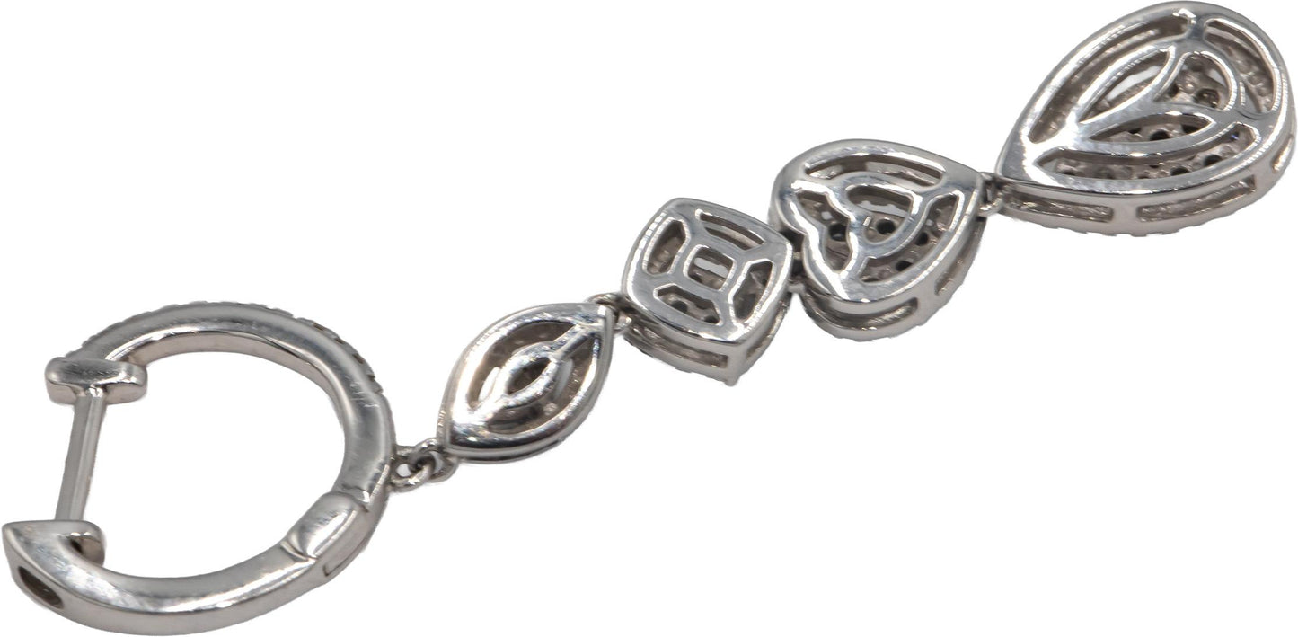 10k White Gold 1.0CT Diamond Drop Dangle Earrings