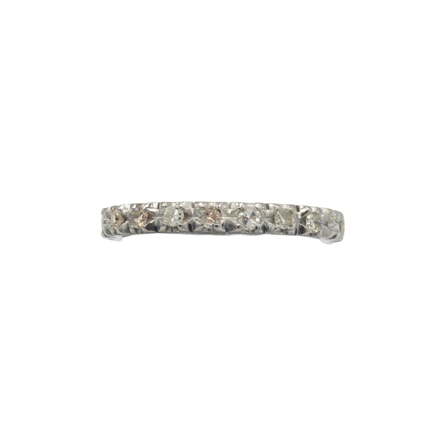 Antique Vintage Platinum 0.25CT Diamond Eternity Band Ring Size 6