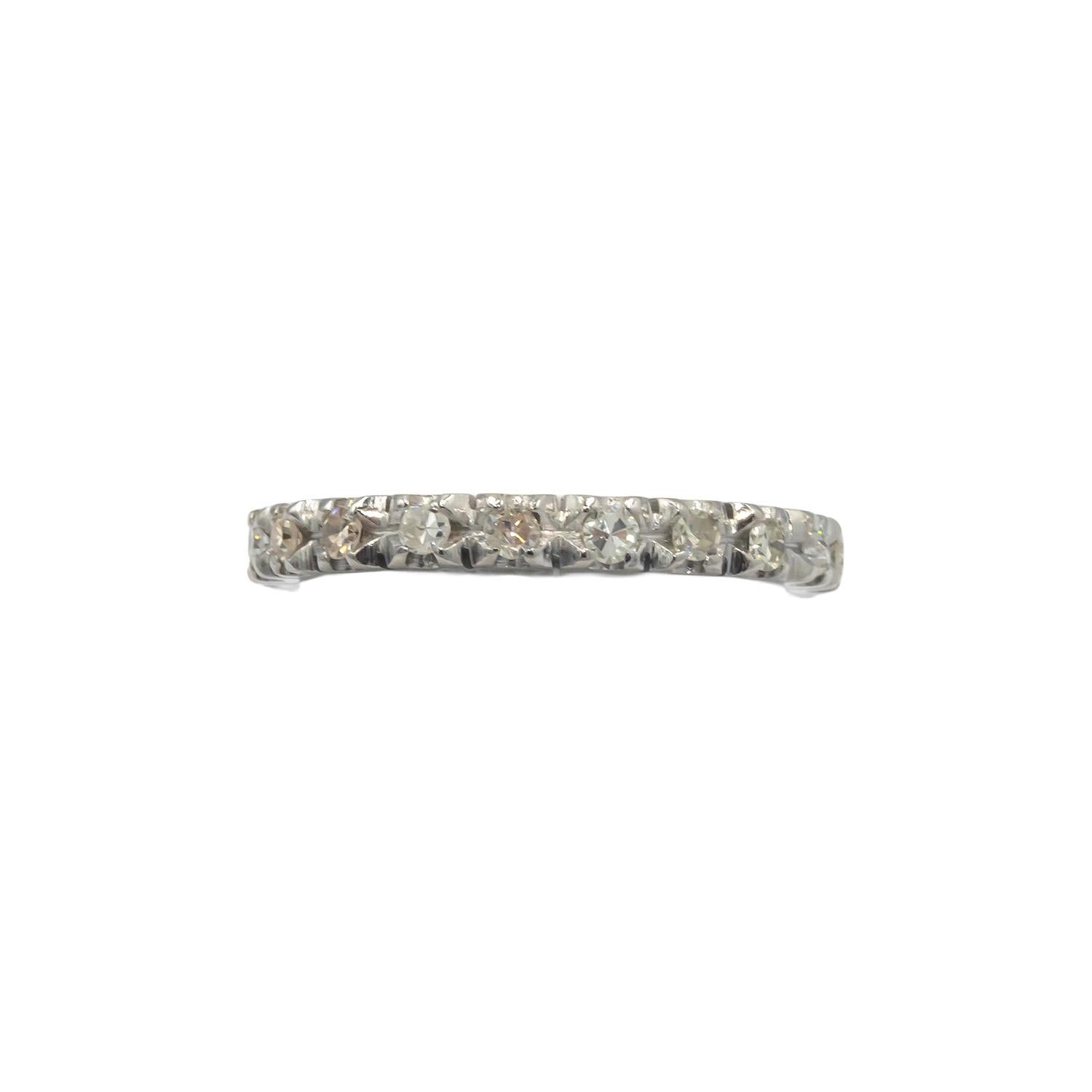 Antique Vintage Platinum 0.25CT Diamond Eternity Band Ring Size 6