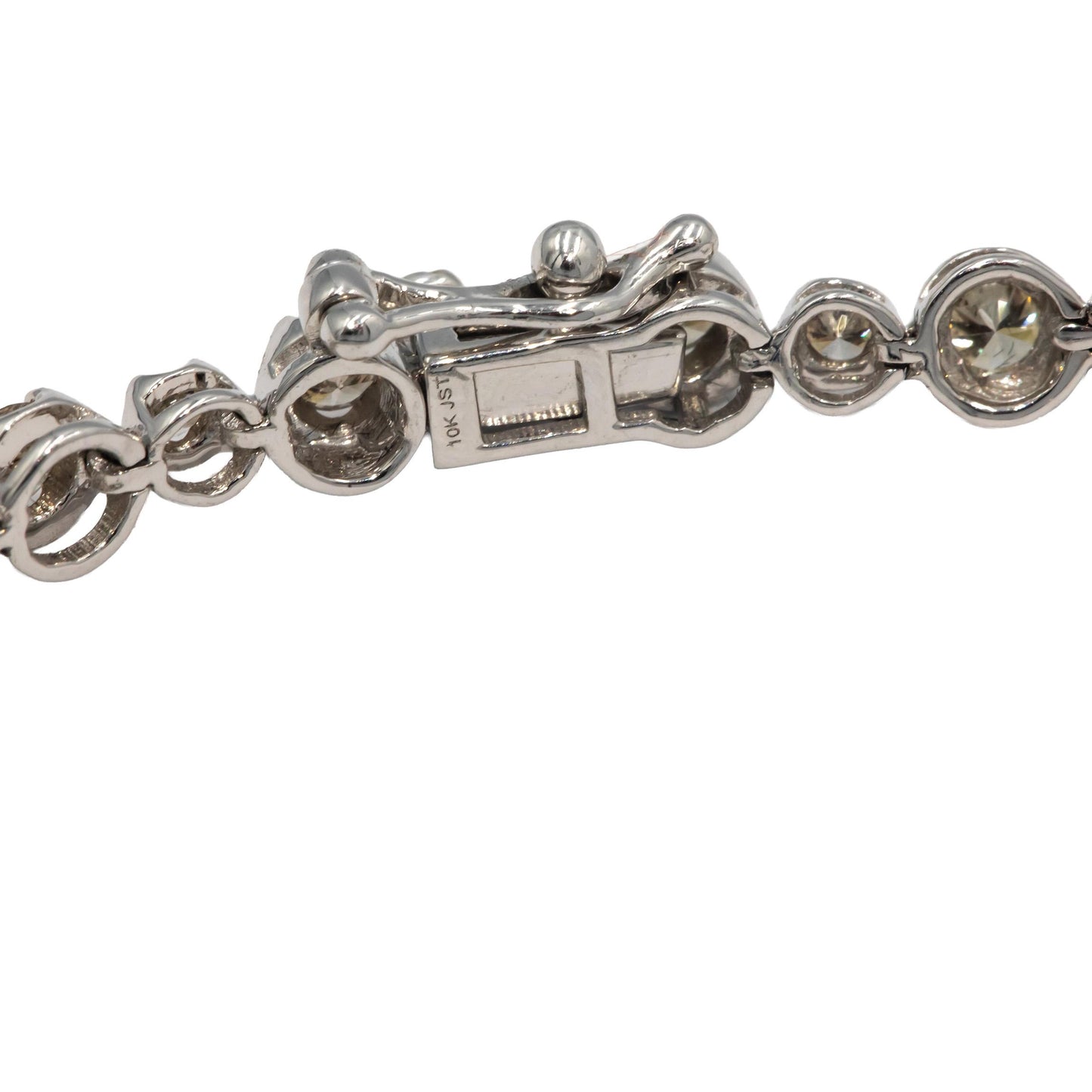 10K White Gold Round Diamond Tennis Bracelet Graduated Buttercup Setting 3.0CT
