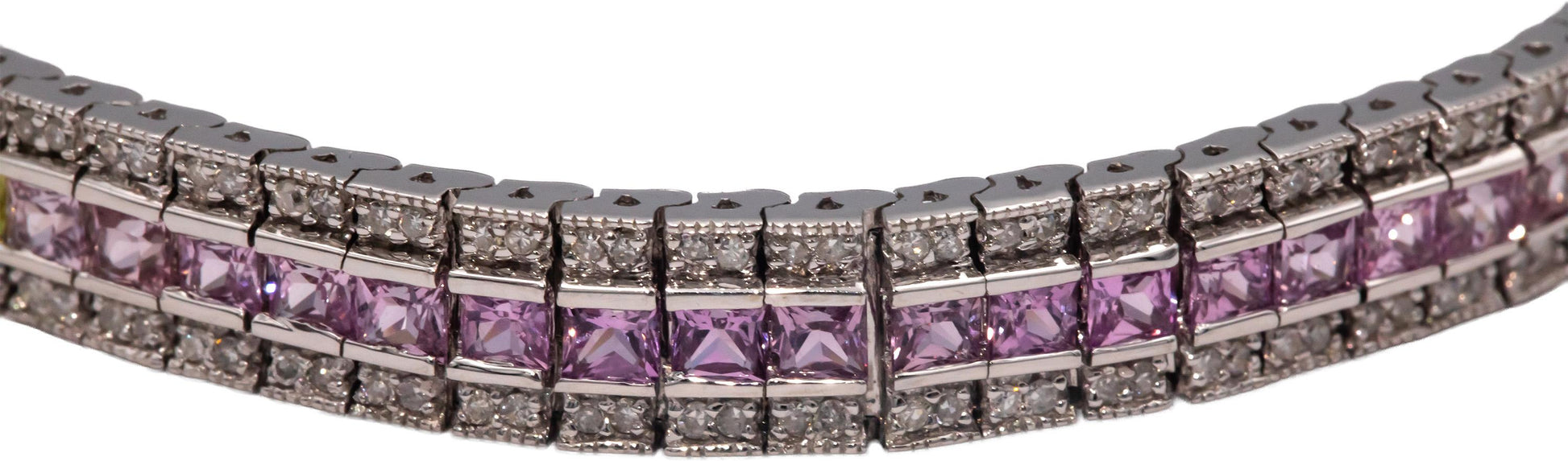 14k White Gold Diamond and Rainbow Sapphire Tennis Bracelet 8.50CT