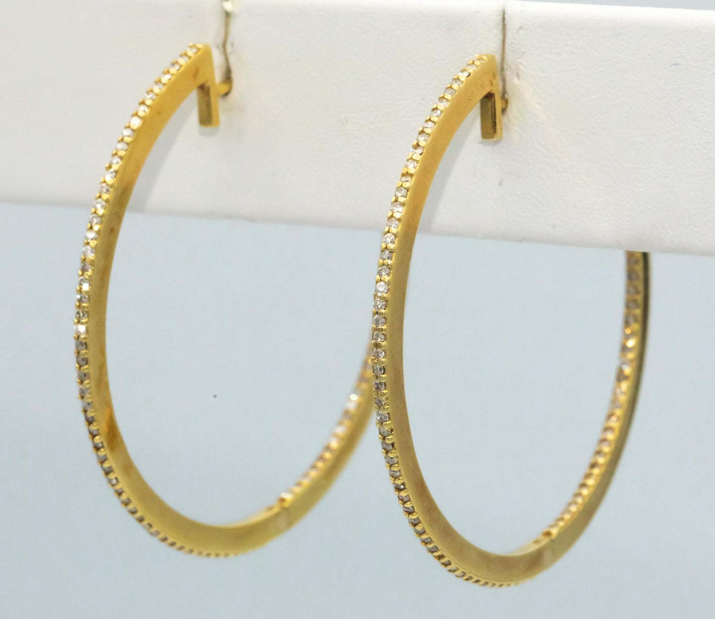 18k Yellow Gold Inside Outside Diamond Jumbo Hoop Earrings 1.0cts