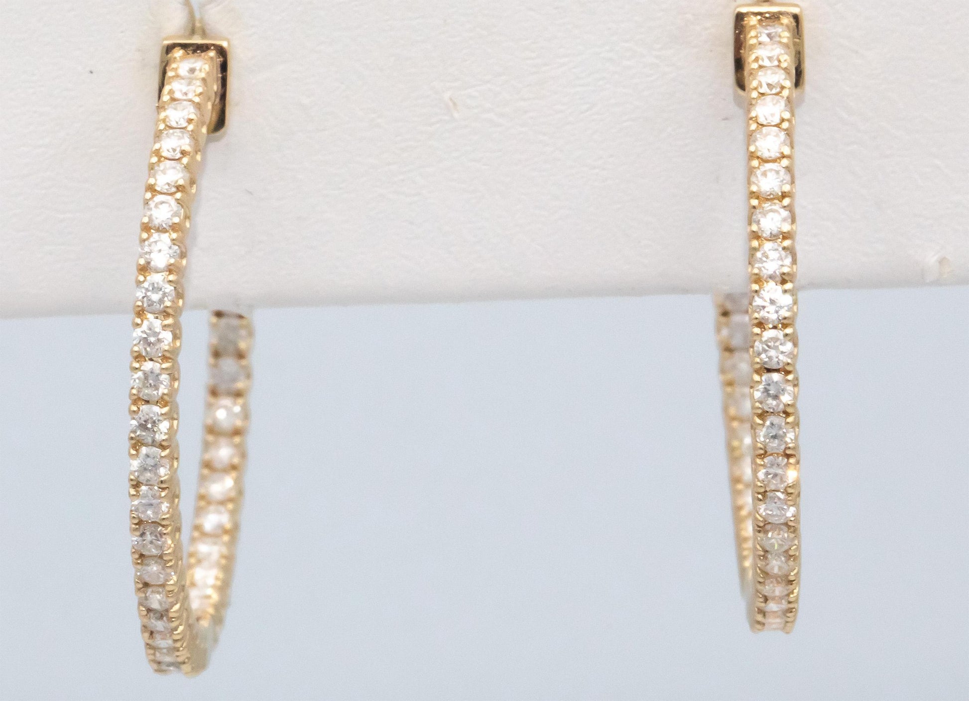 14k Yellow Gold 1.48CT Diamond Inside Out Hoop Earrings