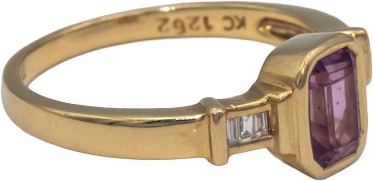 KALATI Designer 14k Yellow Gold 1.13CT Diamond and Pink Sapphire Ring Size 6