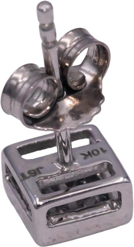 10k White Gold Princess Cut Invisible Set Square Stud Earrings 0.50CT