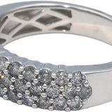 10k White Gold Round Diamond Three Row Band Ring 1.0CT Size 7