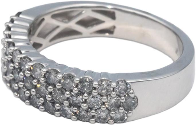10k White Gold Round Diamond Three Row Band Ring 1.0CT Size 7