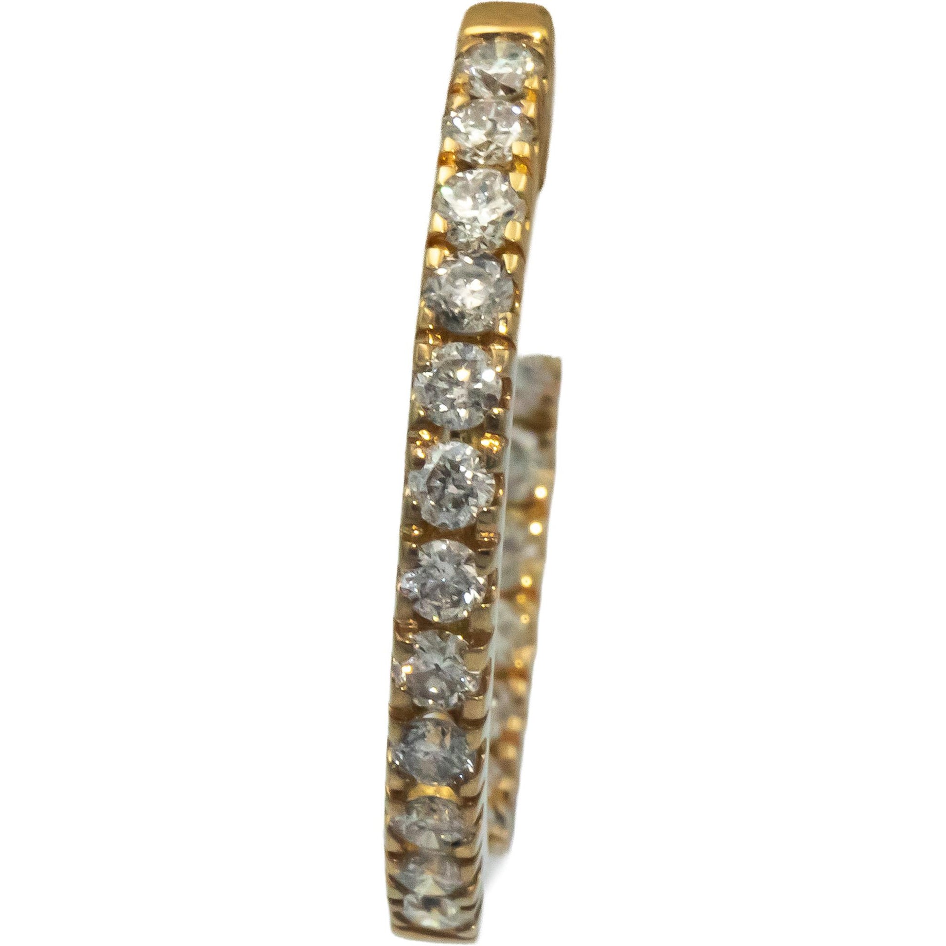 10k Yellow Gold 1.50CT Round Cut Diamond Inside Out Hoop Earrings