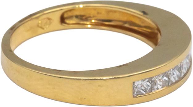18k Yellow Gold Princess Cut Diamond Band Ring  0.65CT Size 6.75