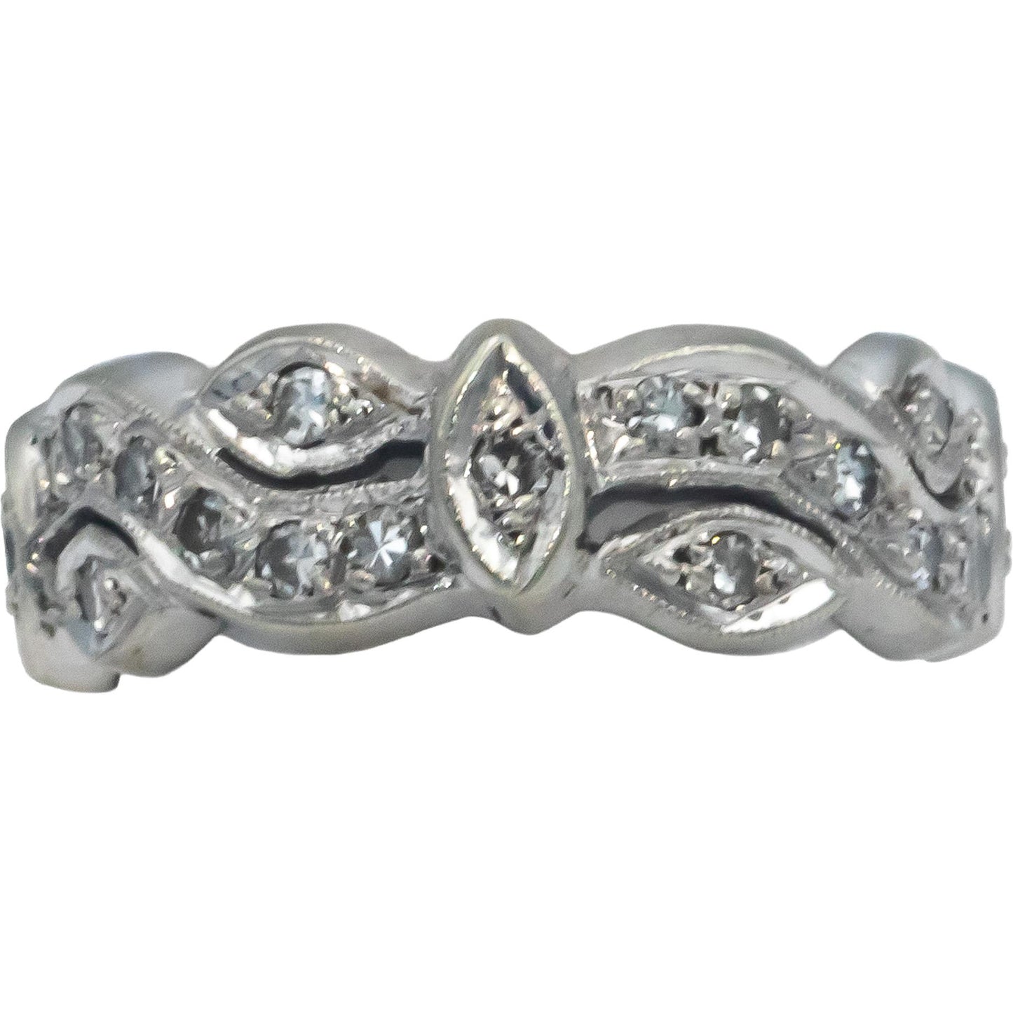 Platinum 0.50CT Round Cut Diamond Eternity Band Ring Size 7