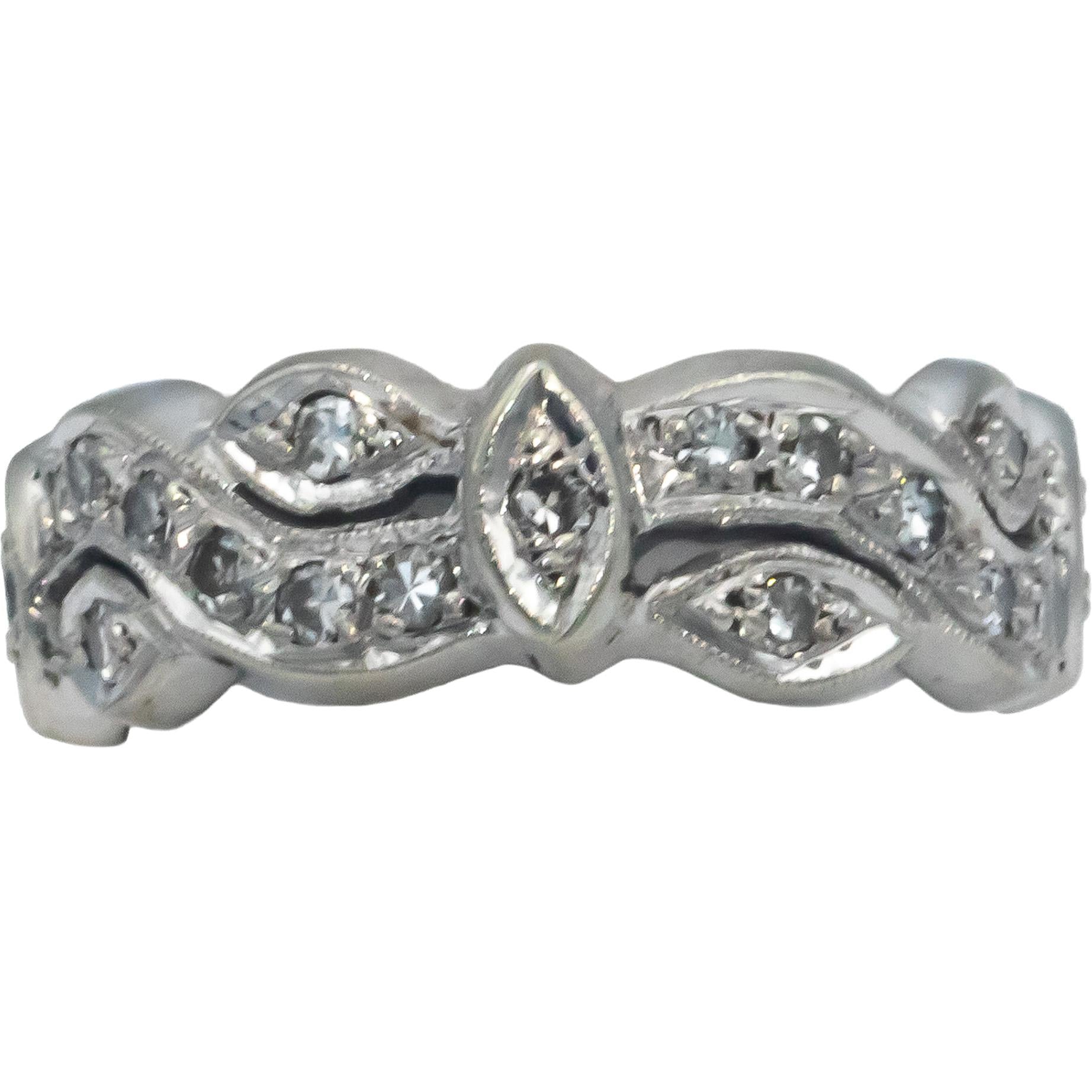 Platinum 0.50CT Round Cut Diamond Eternity Band Ring Size 7