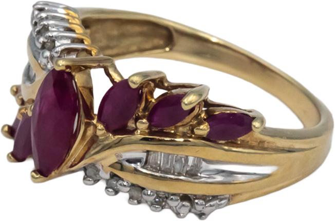 10k Yellow Gold 1.05CT Diamond and Ruby Cocktail Ring Size 7