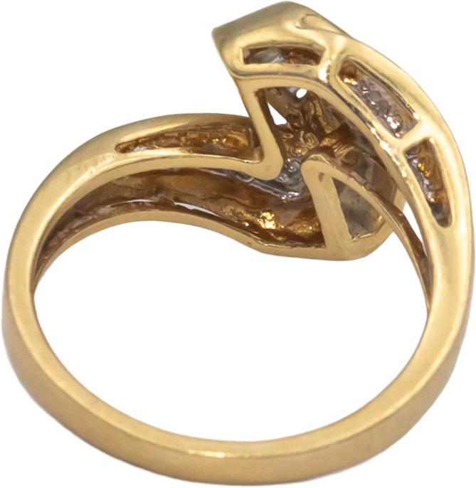 14k Yellow Gold 0.35CT Round and Baguette Cut Diamond Ring Size 7