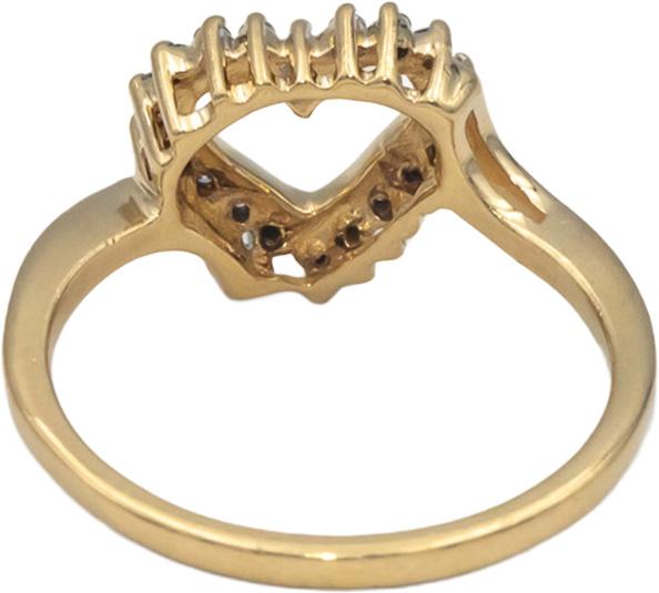 14k Yellow Gold 0.25CT Diamond Open Heart Ring Size 7