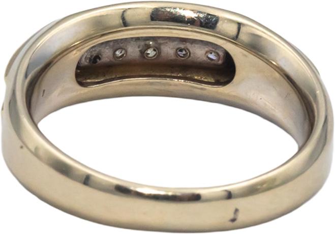 14k White and Yellow Gold Diamond Men's Band Ring 0.25CT Size 8.75
