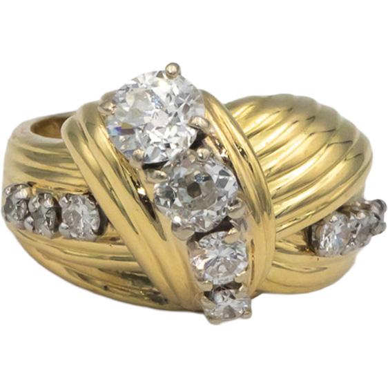 HAMMERMAN BROTHERS Vintage 18k Gold 1.50CT Old Euro Diamond Ring w/ 0.65 Center