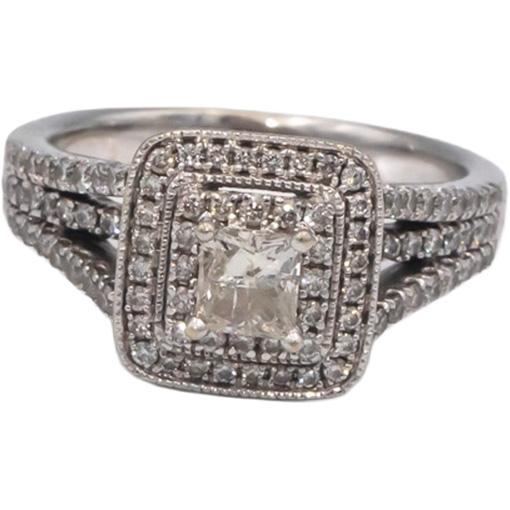 14k White Gold 0.90CT Diamond Engagement Ring w/ 0.40CT Center Size 6