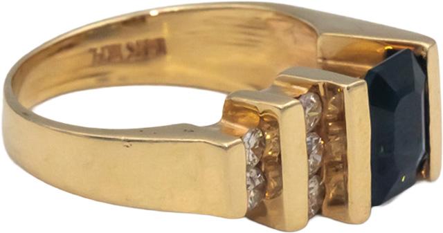 14k Yellow Gold Diamond and Sapphire Cocktail Ring 1.24CT Size 5.75