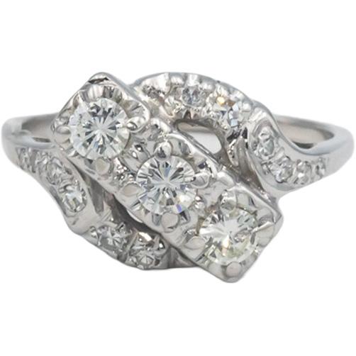 Vintage Antique 14k White Gold 0.55CT VS Diamond Ring Size 9