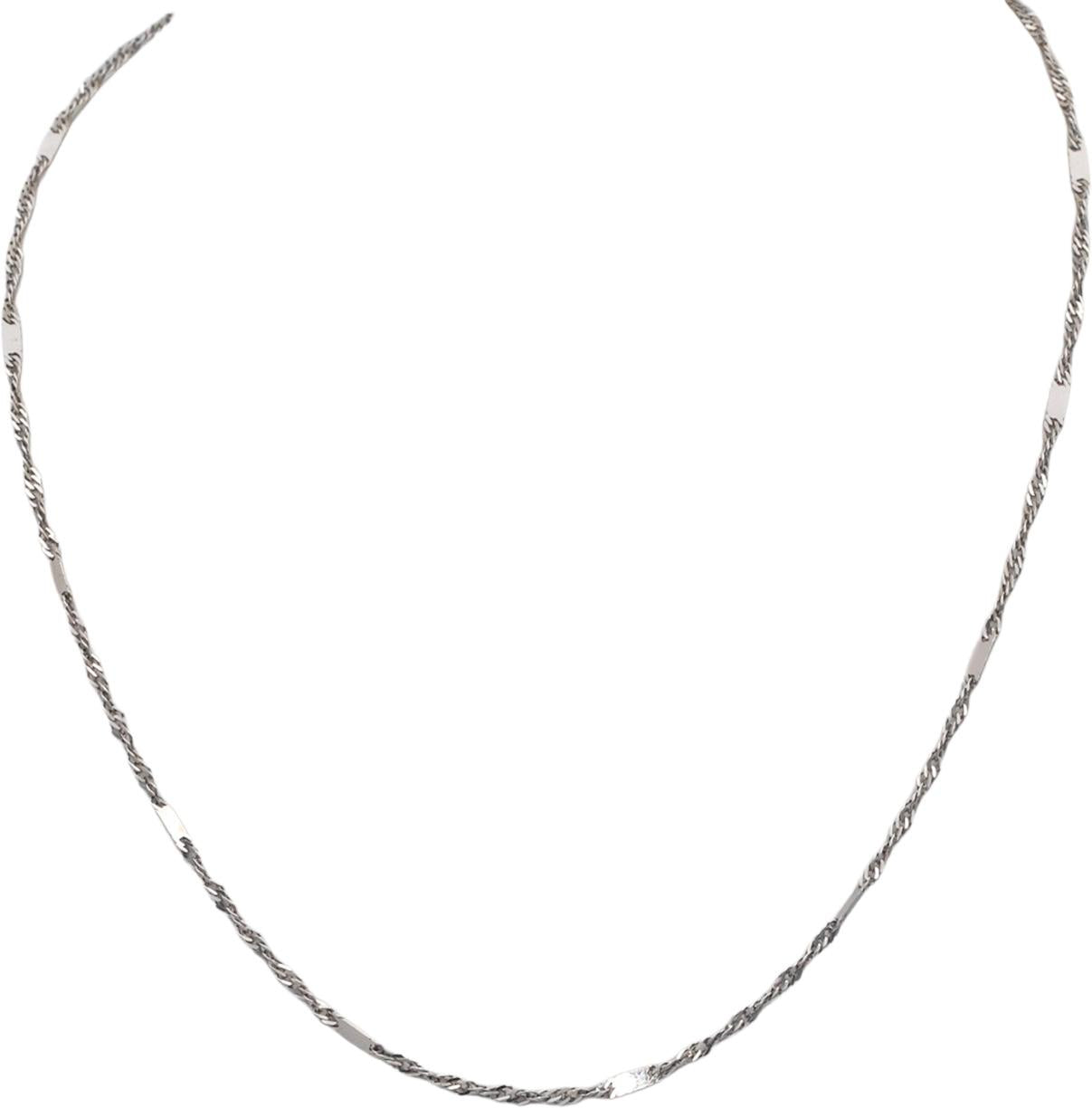 14k White Gold Jewelry 16" Long Fancy Twisted Chain Link Necklace