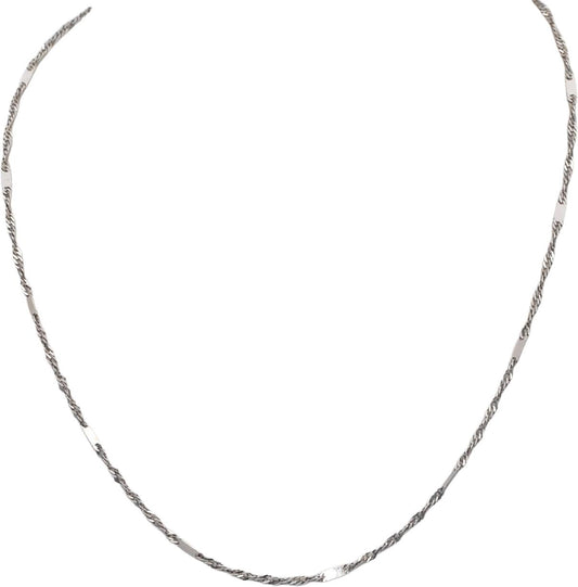 14k White Gold Jewelry 16" Long Fancy Twisted Chain Link Necklace