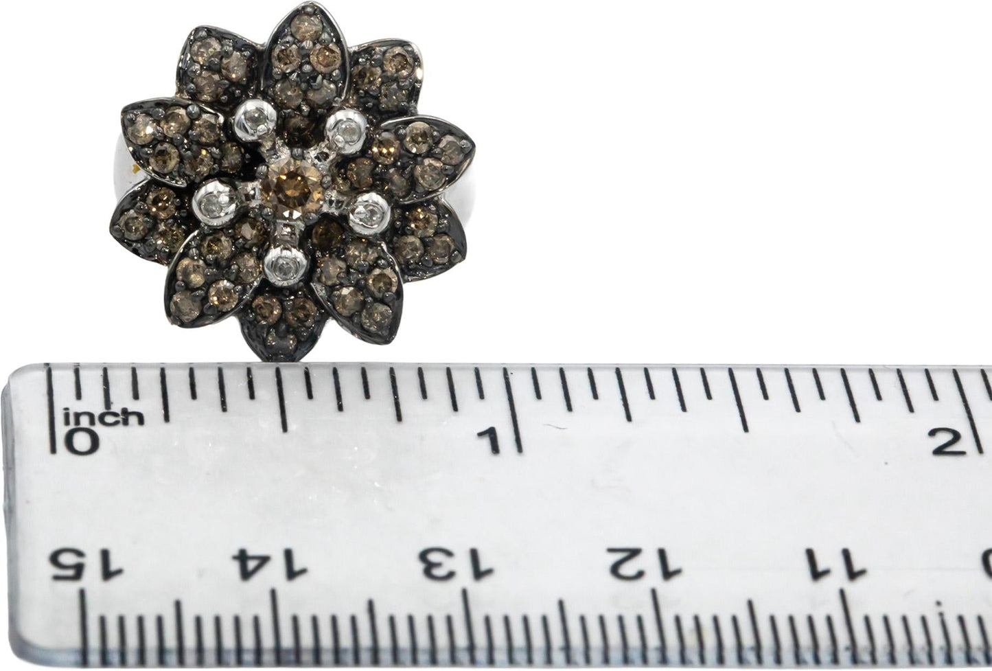 14k White Gold Jewelry 1.0CT Diamond Cluster Floral Ring Size 7.25