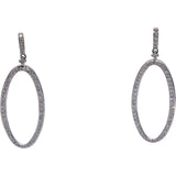 10k White Gold Round Diamond Oval Hoop Dangle Stud Earrings 1.30CT