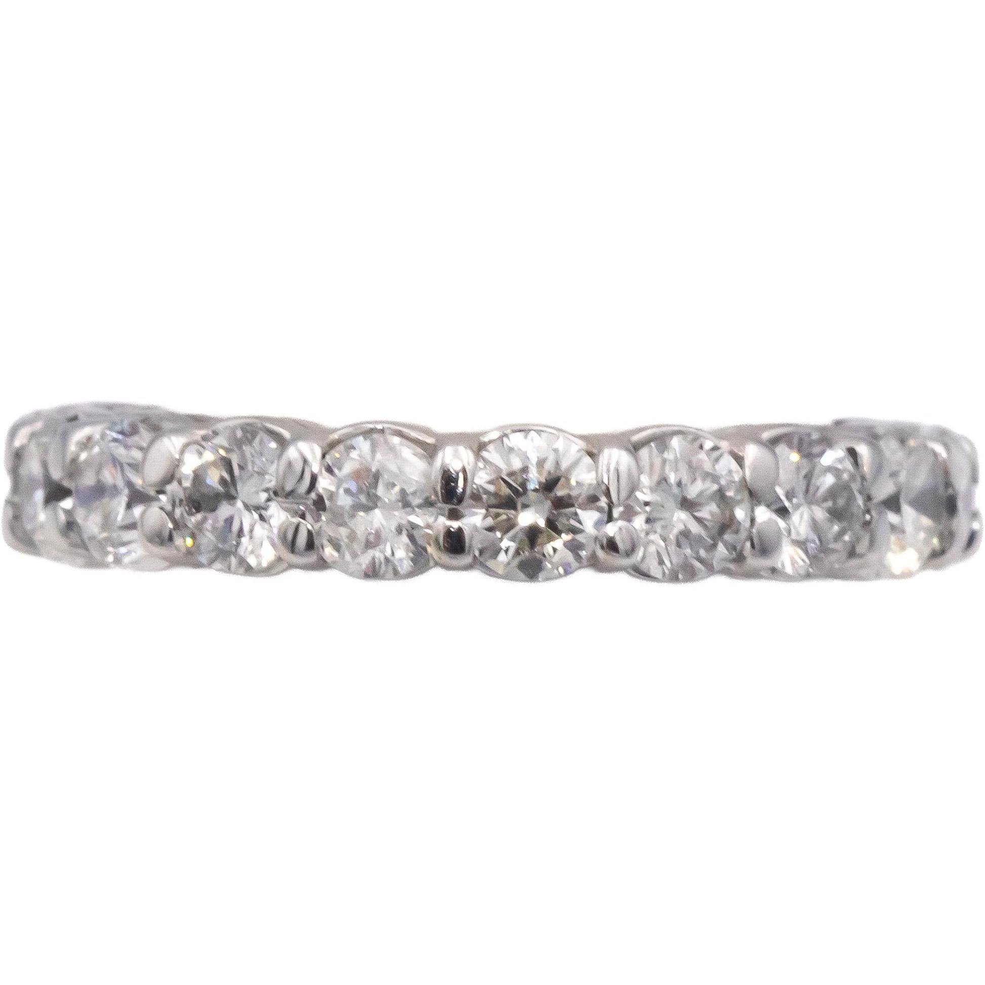 14k White Gold Round Cut Diamond Eternity Band Ring 2.85CT Size 5.25