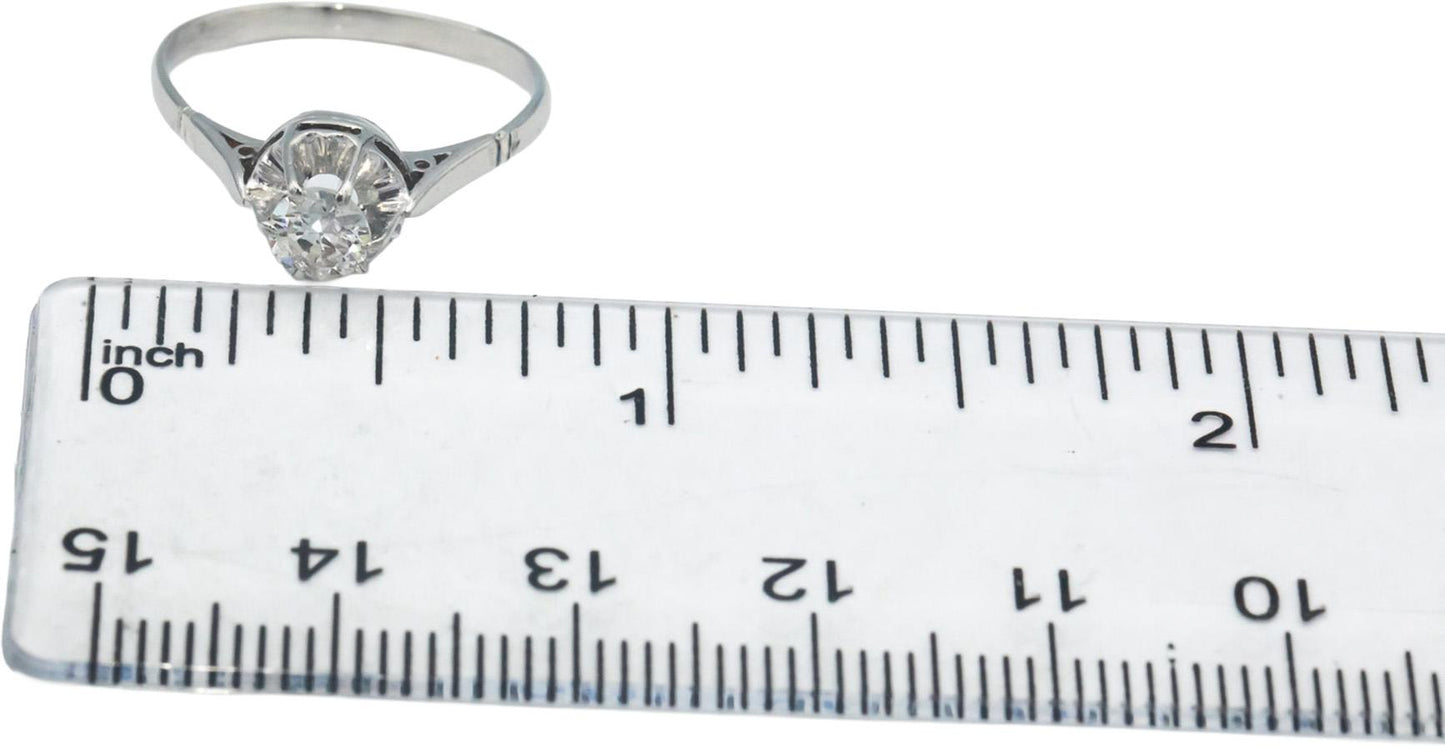 Vintage Antique Platinum 0.35CT VS Old Euro Diamond Solitaire Ring Size 6