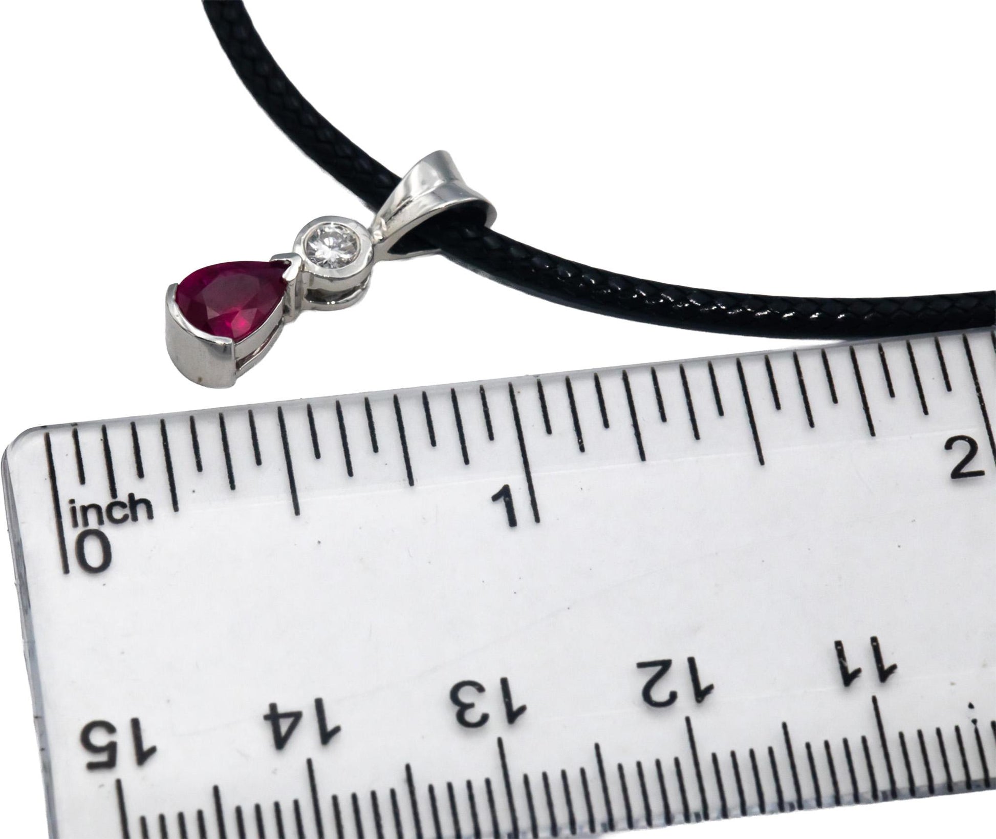 14k White Gold Jewelry 0.80CT Diamond and Ruby Pendant Necklace