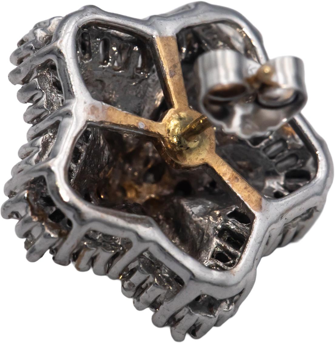 10k Yellow & White Gold 1.50CT Round & Baguette Cut Star Stud Earrings