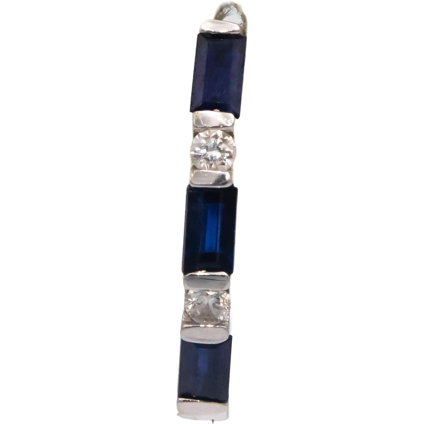14k White Gold Jewelry 0.61CT Diamond and Sapphire Huggie Earrings
