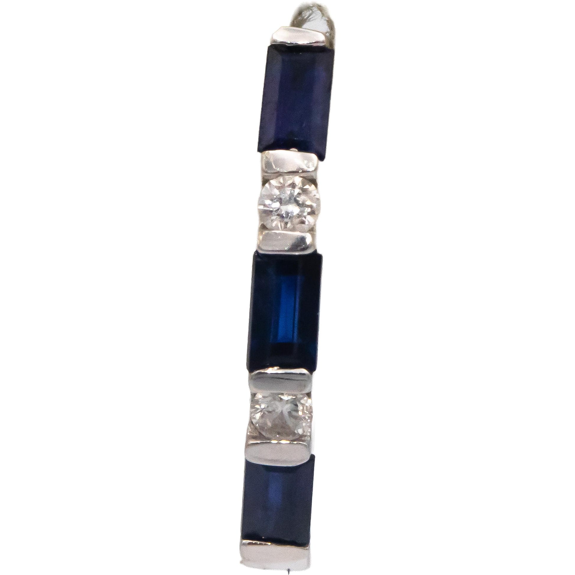 14k White Gold Jewelry 0.61CT Diamond and Sapphire Huggie Earrings