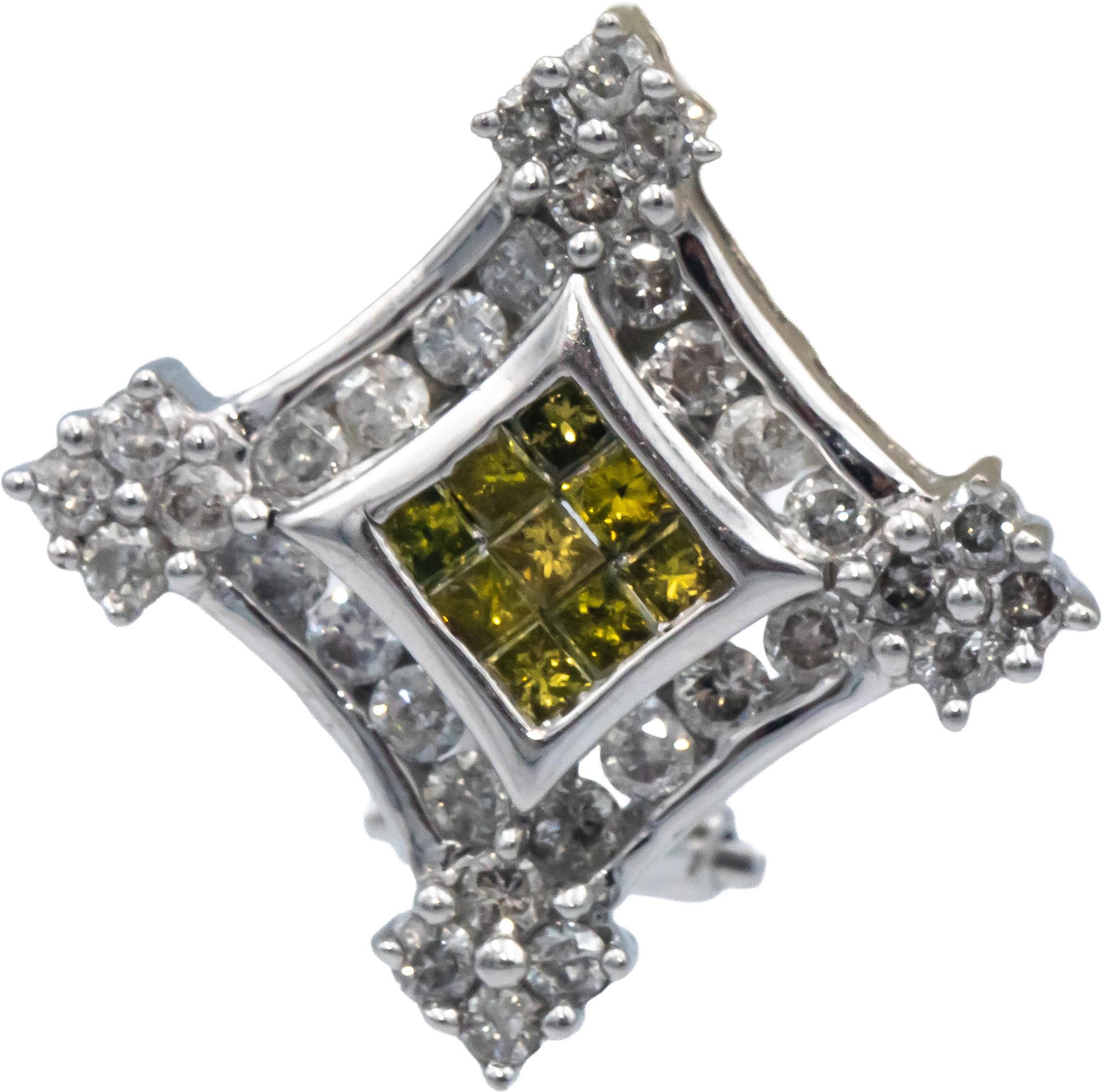 14k White Gold Jewelry 2.0CT White and Yellow Diamond Earrings