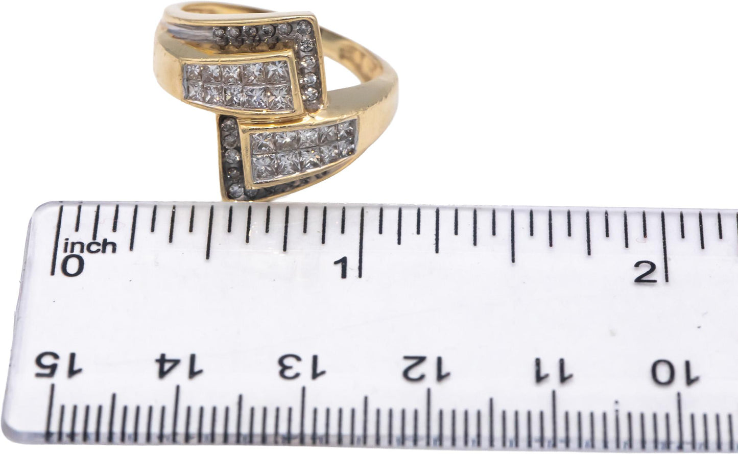 14k Yellow Gold VS Princess and Round Diamond Bypass Ring 1.0CT Size 8