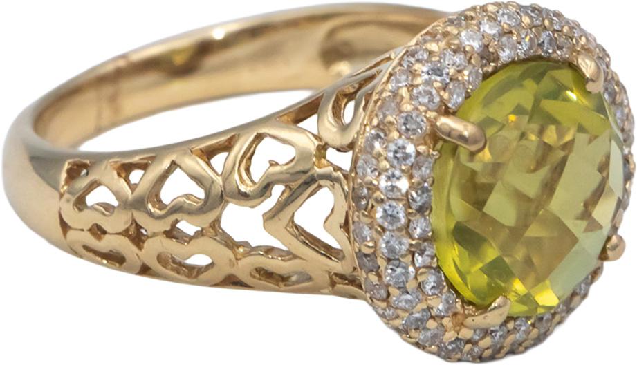 14k Yellow Gold 4.0CT Diamond and Citrine Halo Style Ring Size 6.5