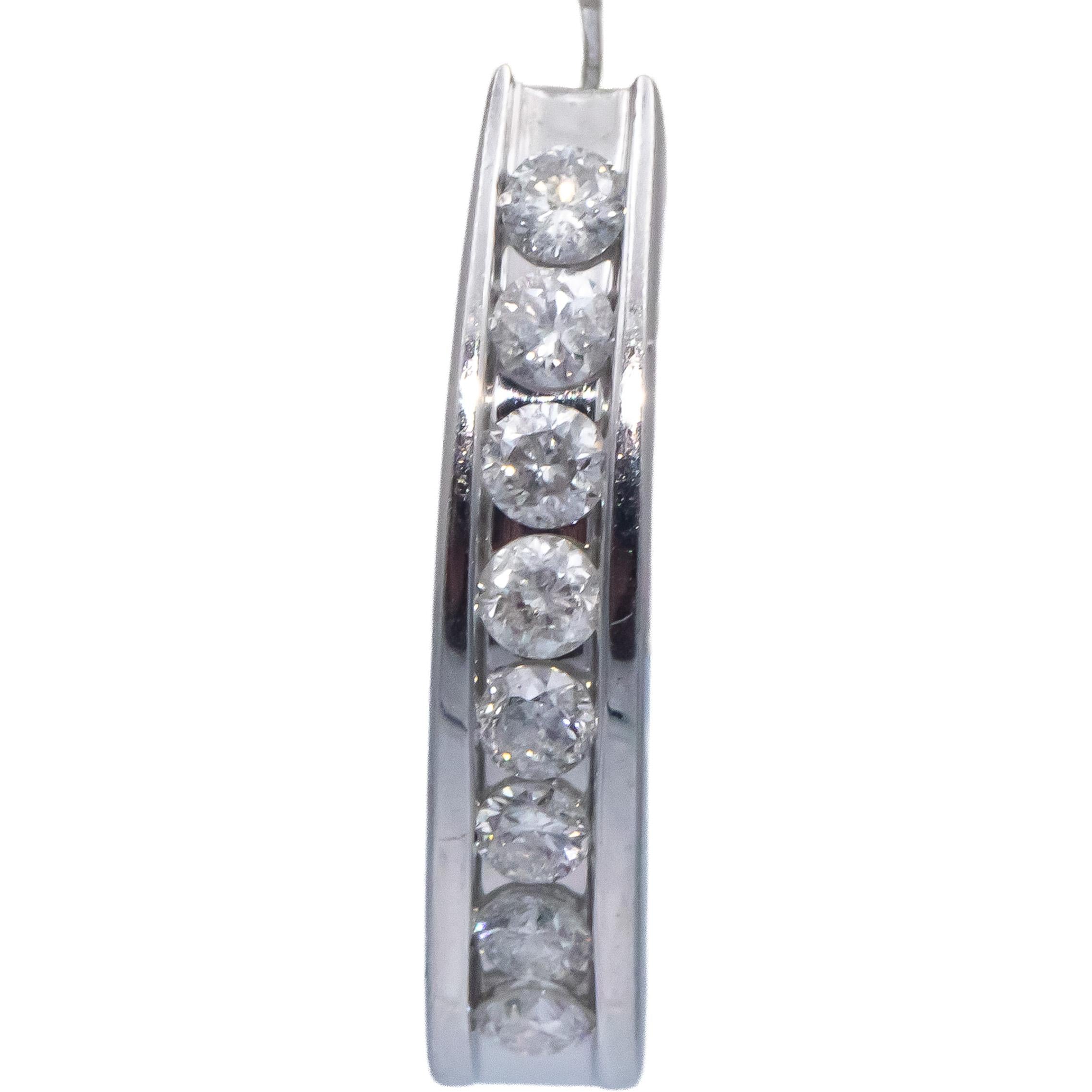 14k White Gold Round Diamond Curved Earrings 0.70CT