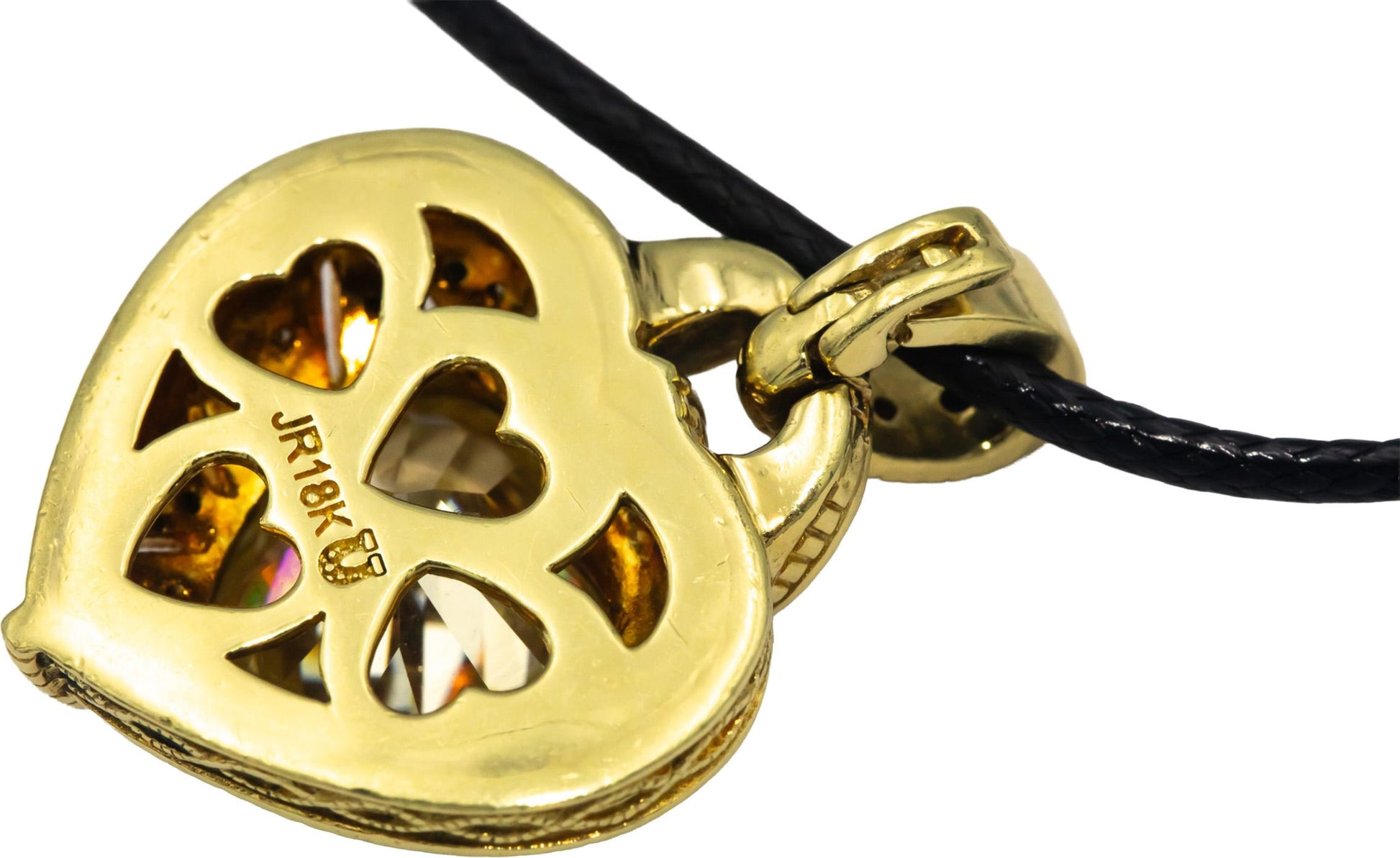 JUDITH RIPKA 18k Yellow Gold Diamond and Quartz Heart Pendant Necklace 5.25CT
