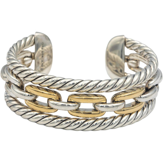 DAVID YURMAN 18k Gold & Sterling Silver 3-Row Wellesley Link Multistack Bracelet