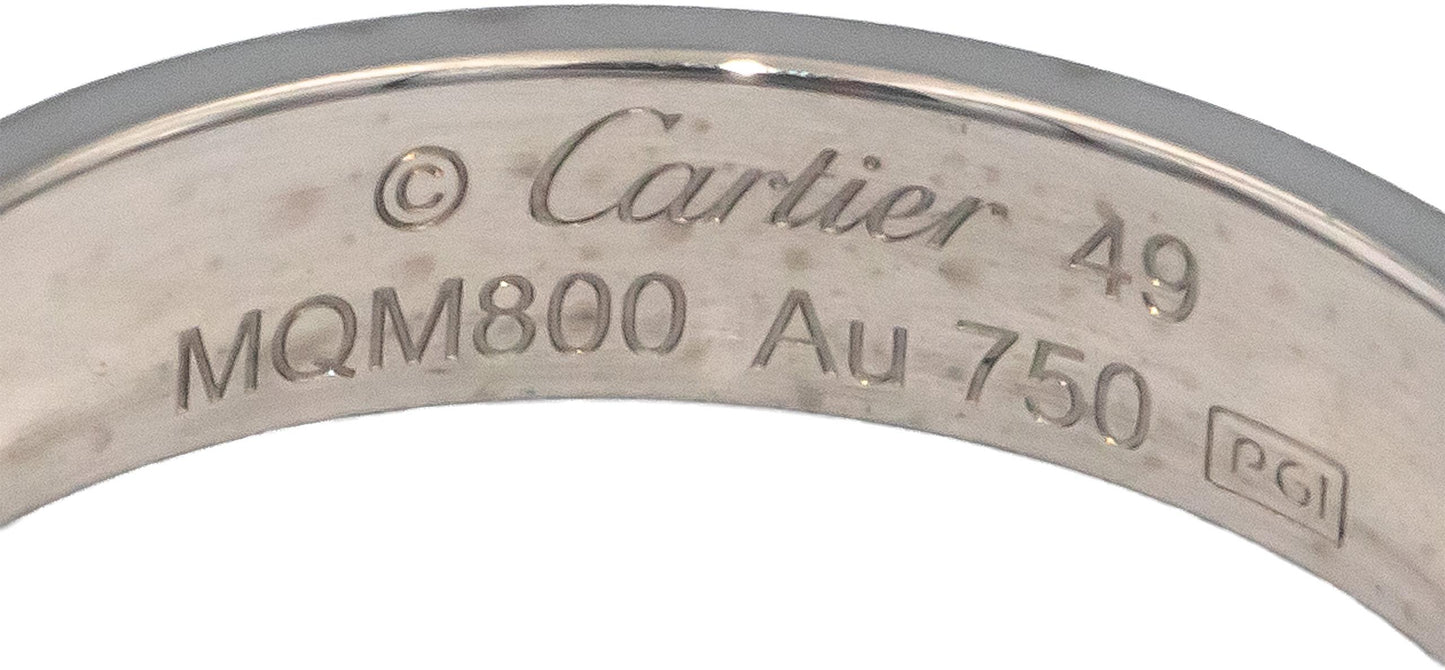 CARTIER 18k White Gold Love Screw Motif Ring 3.5mm Wide Size 5 Euro 49
