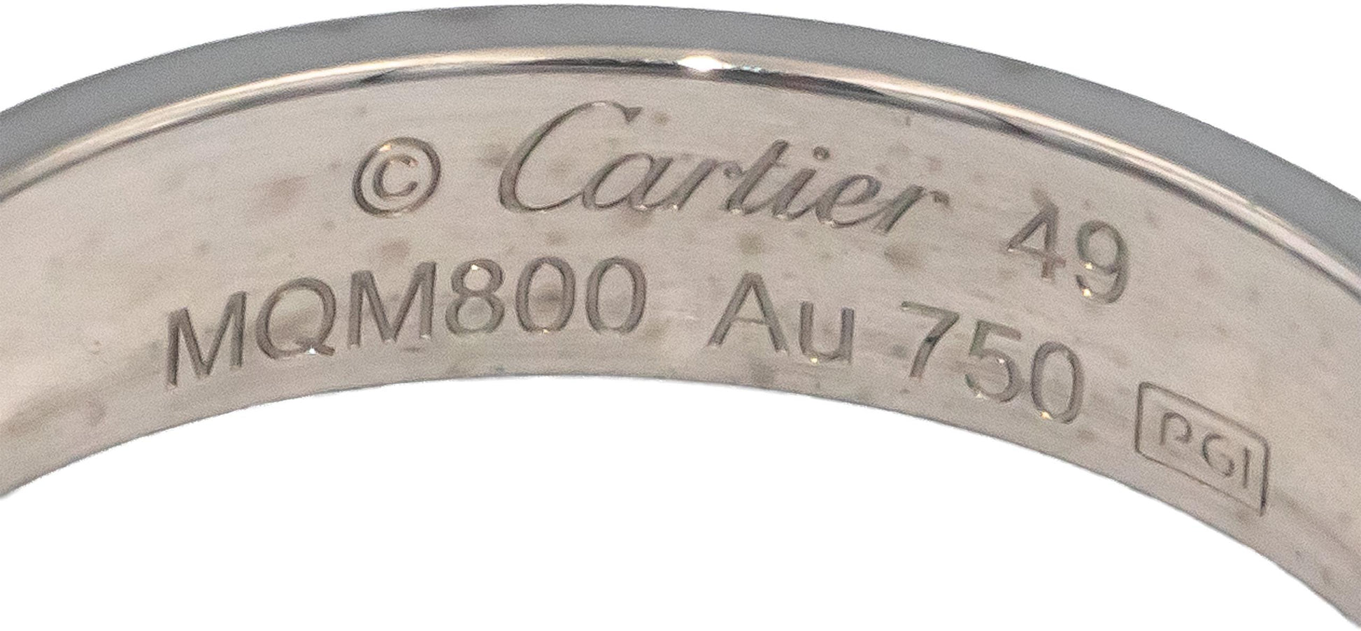 CARTIER 18k White Gold Love Screw Motif Ring 3.5mm Wide Size 5 Euro 49