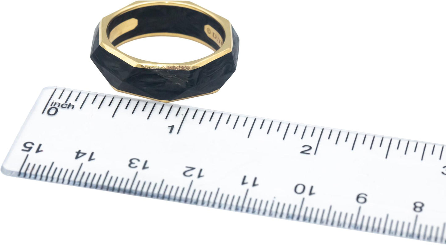 DAVID YURMAN 18k Yellow Gold Torqued Faceted Men's Band Ring Size 12.5