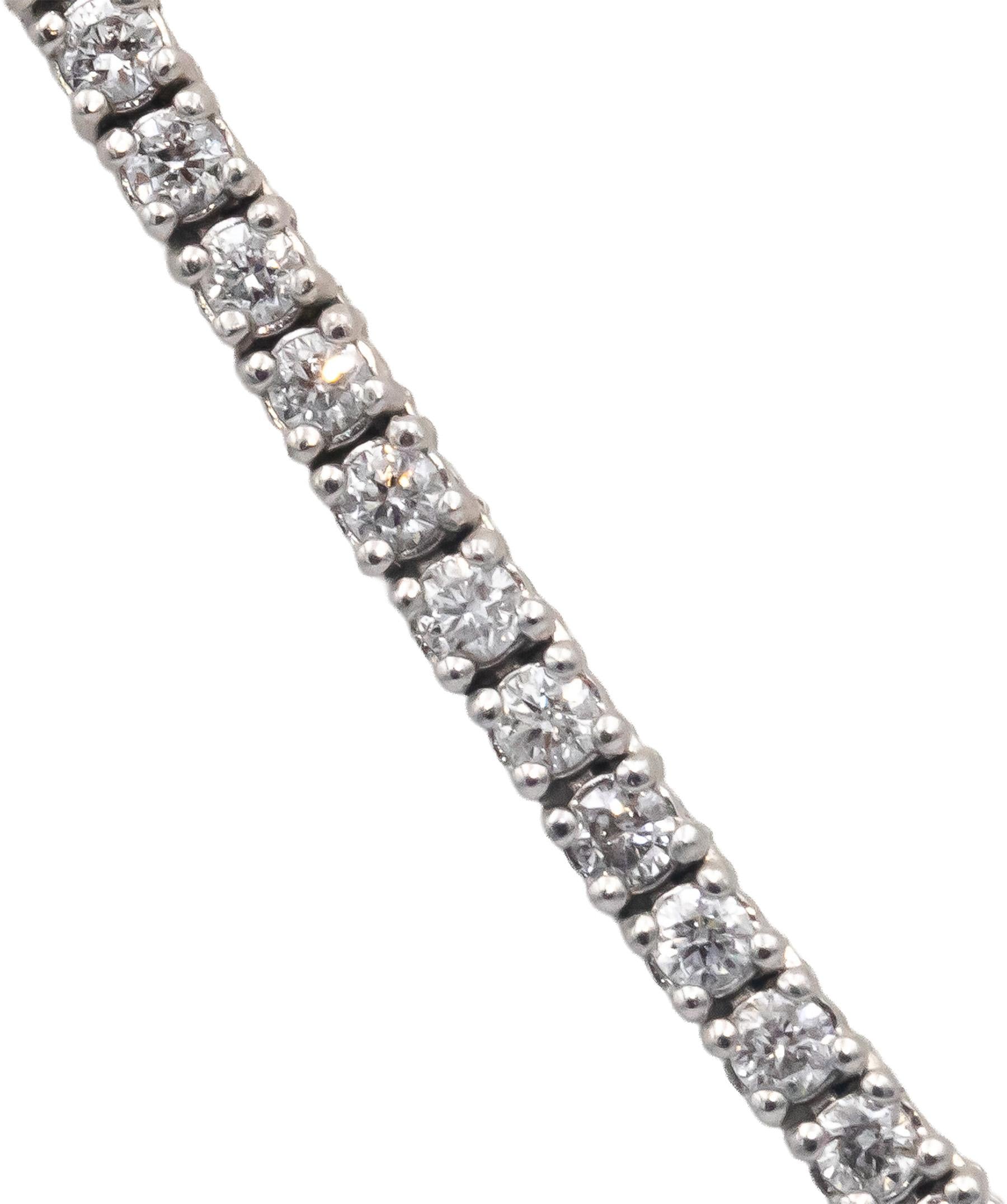 14k White Gold Jewelry Round Cut Diamond Tennis Necklace 18.25" Long 4.51CT
