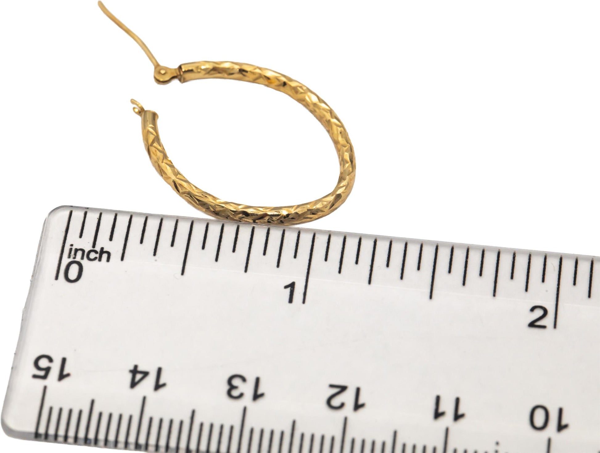 10k Yellow Gold Jewelry Textured Oval Hoop Earrings